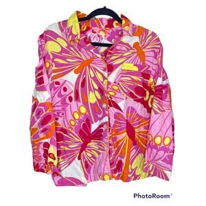 Vintage Victoria's Secret Long Sleeve Retro Button Up Pajama Shirt Size Medium